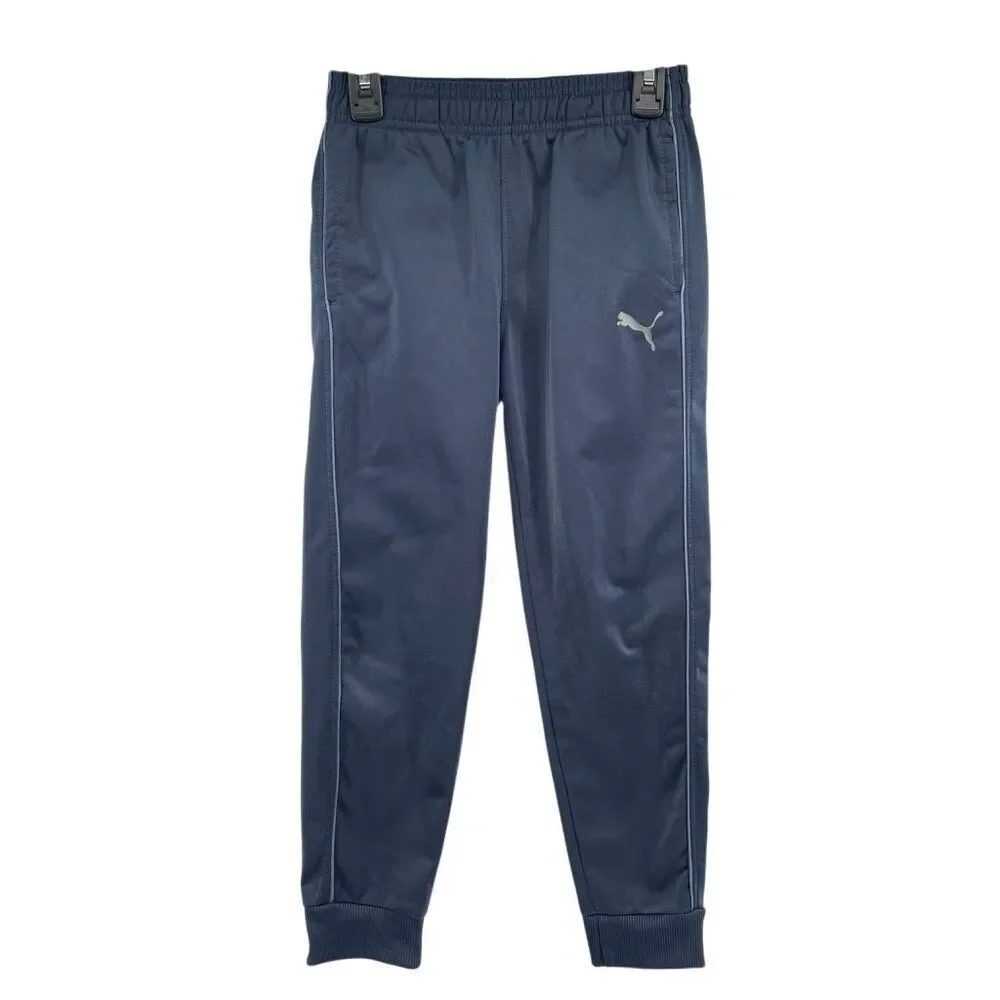 Puma Boys Size 7 Athletic Set Gray Logo Shirt Navy Jogger Pants Kids Outfit